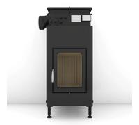 Poêle en faïence Brunner B4 porte tournante verre plat 14,5 kW Hydro ohne Haubenvariante, Frontplatte Stahl, schwarz 48 x 83 cm