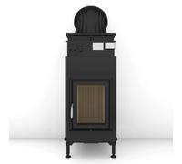 Poêle en faïence Brunner B4 porte tournante verre plat 14,5 kW Hydro Warmlufthaube Guss ⌀ 180 mm, Cadre de base noir