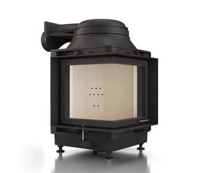 Poêle en faïence Brunner HKD 12 Eck charnière de porte à gauche/droite 9 kW Anbaurahmen, schwarz, Eckverglasung rechts, Module pour chaudière