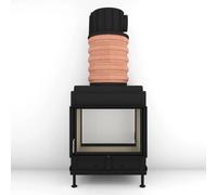 Poêle en faïence Brunner HKD 13 porte tournante tunnel/porte tournante verre plat 9 kW Capot moulé MAS 440 module d'extension réservoir de stockage double coque Ø 180 mm, Cadre de base noir