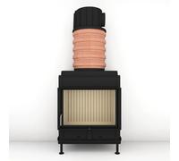 Poêle en faïence Brunner HKD 13 porte tournante verre plat 9 kW Capot moulé MAS 440 module d'extension réservoir de stockage double coque Ø 180 mm, Cadre de base noir