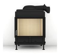 Poêle en faïence Brunner HKD 13 porte tournante verre plat 9 kW Dôme en fonte ⌀ 180 mm bas, Cadre de base noir