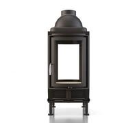 Poêle en faïence Brunner HKD 2.2 porte tournante ronde 9 kW Capot moulé MAS 440 module d'extension réservoir de stockage double coque Ø 180 mm, Cadre de montage, noir R = 330