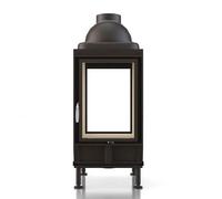 Poêle en faïence Brunner HKD 2.2 porte tournante tunnel/porte tournante verre plat 9 kW Capot moulé MAS 440 module d'extension réservoir de stockage double coque Ø 180 mm, Cadre de base noir