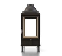Poêle en faïence Brunner HKD 2.2 XL porte tournante tunnel/porte tournante verre plat 13 kW Hotte basse en fonte Ø 180 mm, Cadre de base noir