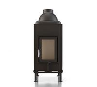 Poêle en faïence Brunner HKD 2.6 porte tournante tunnel/porte tournante verre plat 9 kW Capot moulé MAS 440 module d'extension réservoir de stockage double coque Ø 180 mm, Cadre noir