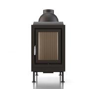 Poêle en faïence Brunner HKD 4.1 porte tournante verre plat 11 kW Frontplatte Stahl, schwarz 48 x 83 cm