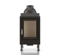 Poêle en faïence Brunner HKD 5.1 porte tournante verre plat 10 kW Hotte en fonte Ø 180 mm, Frontplatte Stahl, schwarz 48 x 83 cm