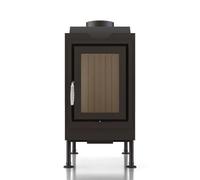 Poêle en faïence Brunner HKD 6.1 porte tournante verre plat 9 kW Frontplatte Stahl, schwarz 42 x 79 cm