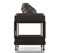 Poêle en faïence Brunner HKD 7 porte tournante tunnel/porte tournante verre plat 9 kW Capot moulé MAS 440 module d'extension réservoir de stockage double coque Ø 180 mm, Cadre de base noir