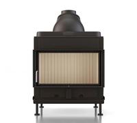 Poêle en faïence Brunner HKD 7 porte tournante verre plat 9 kW Hotte basse en fonte Ø 180 mm, Cadre de base noir