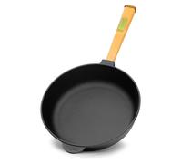 Poêle en fonte 28 cm Poêle en fonte 55 mm de haut avec manche en bois Poêle en fonte