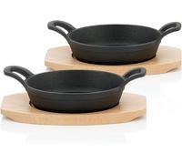 Poêle en fonte - Assiette de service - Poêle à rôtir - Pour une utilisation en extérieur - Pré-traitée - Diamètre : 16 cm - Noire