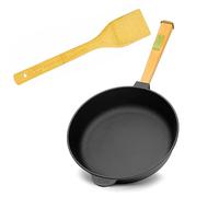 Poêle en fonte 28 cm Poêle à frire en fonte avec spatule induction manche en bois Poêle à frire