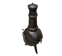 Poêle en Fonte Brasero extérieur, Cheminée Barbecue Foyer Feu de Bois, Style Antique Mexicain Aztèque, Pare Etincelles Housse & Tisonnier, Jardin Terrasse Patio Cour [Grille BBQ Gratuite]