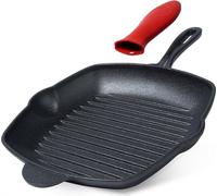 Poêle en fonte carrée pour griller viande, poisson et légumes, 28 cm