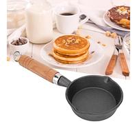poêle en fonte de 10 cm avec manche en bois,Poêle à frire en fonte, mini poêle à crêpes à fond plat, ustensiles de cuisine allant au four pour une utilisation en intérieur et en extérieur, gril,