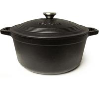 Poêle en fonte émaillée - Cocotte - Cuisson lente - Chaleur uniforme - 6 litres - Noire