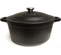 Poêle en fonte émaillée - Cocotte - Cuisson lente - Chaleur uniforme - 6 litres - Noire