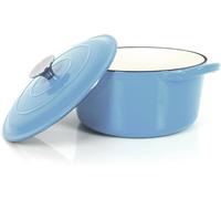 Poêle en fonte émaillée - Cocotte, faitout - Cuisson lente - Revêtement émaillé - 3,5 litres - Bleu clair
