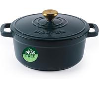 Poêle en fonte émaillée - Cocotte - Mijoteuse - Couvercle auto-égoutteur - 2 litres - Vert