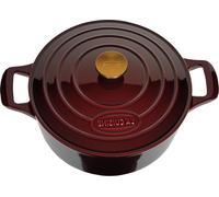 Poêle en fonte émaillée - Cocotte - Mijoteuse - Cuisson lente - Intérieur émaillé noir mat - 26 cm - Canneberges