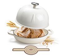 Poêle en fonte émaillée de 5 litres, idéale pour la cuisson du pain au levain, avec couvercle bombé, de couleur blanche