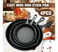 Poêle en fonte, ensemble de 4 pièces, comprenant une poêle antiadhésive pour les omelettes, une poêle pour les steaks, compatible avec les plaques de cuisson à gaz et à induction, avec une double couc