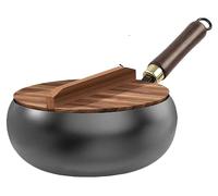 Poêle en fonte, fabriquée à la main, idéale pour une cuisine polyvalente, diamètre 28 cm avec couvercle
