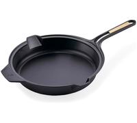 Poêle en fonte pour induction, Victoria 36423, diamètre 30 cm, compatible avec les feux, les barbecues et les plaques à induction, sans revêtement PTFE, de couleur noire
