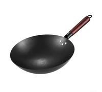 Poêle en fonte, wok en fer non revêtue pour usage domestique 30 cm-36 cm, fait à la main, wok en fer antiadhésif, pour cuisinières à gaz (30 cm)