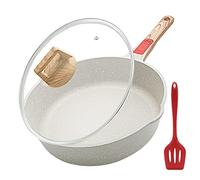 Poêle en pierre 24 cm avec couvercle, Antiadhésive Poêle à frire -Bleu | avec poignée amovible, sauteuse non toxique pour toutes les cuisinières, sans PFOA, anti-rayures