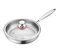 Poêle en titane avec couvercle antiadhésive pour cuisinière à induction, gaz, four, 24 cm, 1000 ml, argent (26 cm avec couvercle)