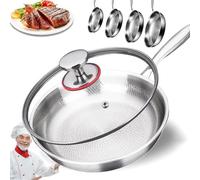 Poele En Titane Martelé Avec Couvercle, 24cm Poele Titane Induction Avec Poignée Amovible, Antiadhésive Naturelle, Poele Titane Induction Compatible Tous Feux, Cuisson Saine Et Durable (24cm)