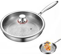 Poêle en titane - Poêle antiadhésive de 26 cm - Sans revêtement - Structure en écailles de poisson martelée - Idéale pour les steaks, le poisson, les œufs - Compatible avec les plaques à induction et 