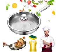 Poêle en Titane, Poele Titane, 24/26/28/30cm | Poeles Titanium Martelé, Poêles à Frire Pur Non Revêtue de Haut de Gamme, Anti-Rayures, Compatible Induction, Gaz