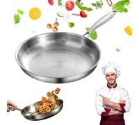 Poêle en Titane - Poele Titane Induction Martelé, Poêle à Frire en Titane Pur Non Revêtue de Haut de Gamme avec Couvercle, Poêle de Cuisine Épaisse, Multifonctionnelle, Anti-Rayures, Antiadhésive