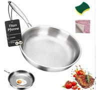 Poêle en Titane,Poele Titane，Sans Couvercle：Diamètre 30 cm | Titane Induction Martelé Poêle à Frire en Titane Pur Non Revêtue de Haut de Gamme Poêle de Cuisine Épaisse Multifonctionnelle