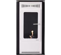 Poèle extérieure bioéthanol 3kW, design rectangulaire en acier blanc avec porte en verre trempé PURLINE Blanc G