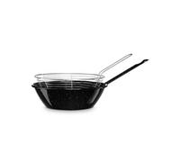 Poêle Friteuse avec Panier Induction 26 cm Acier Emaillé 3,8L Feu, Gaz, Four Levante Noir