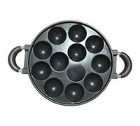 Poêle Grill Aluminium 12 Trous Takoyaki - Distribution Chaleur Homogène pour gaz - Ustensile Cuisine Antiadhésif pour Snacks Burgers - 39x28cm(C)