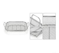 Poêle grill en acier inoxydable : parfaite pour les barbecues en plein air | Fond perforé, flux de chaleur optimal, grillades légumes, viandes, poissons, 42 x 27 x 10 cm, finition argent