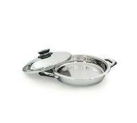 Poele grill en inox, tous feux, thermomètre intégré - 28cm - ecovitam