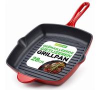 Poêle grill - Fonte émaillée - 28 cm - Carrée - Induction - Noir