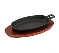 Poêle Grill Fonte Ovale Antiadhésive Naturelle pour Steak BBQ Induction Four 25cm(L)