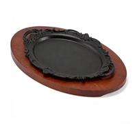 Poêle Grill Fonte Ovale Cuisson Uniforme Chaleur(B) | Motifs embossés élégants, fonte , chaleur uniforme, pour idéal steak et fruits de mer, style japonais