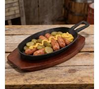 Poêle Grill Ovale en Fonte 25cm Marquages Parfaits(S) | Rainures profondes, marquages grill parfaits, ovale, chaleur uniforme, steak juteux