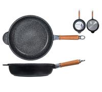 Poêle H&H Haute Antiadhésive Pierre Manche En Bois Cm 30