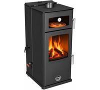 Poêle hybride à bois de 8 kW, fonctionnant sans électricité, avec un réservoir de 35 litres, idéal pour les salons et les cuisines