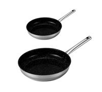 Poêle inox KitchenPro 24cm et 28cm | Venteo | Revêtement céramique antiadhésif